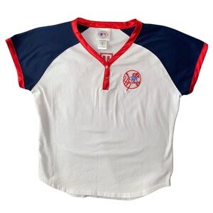 New York Yankees Derek Jeter Girl XL 16 Jersey Quarter Button Red White Blue MLB